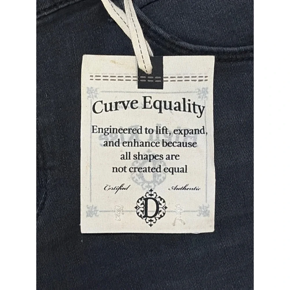 Democracy High Rise Ruffle Hem Jeans Faded Black Curve‎ Equality Size 6